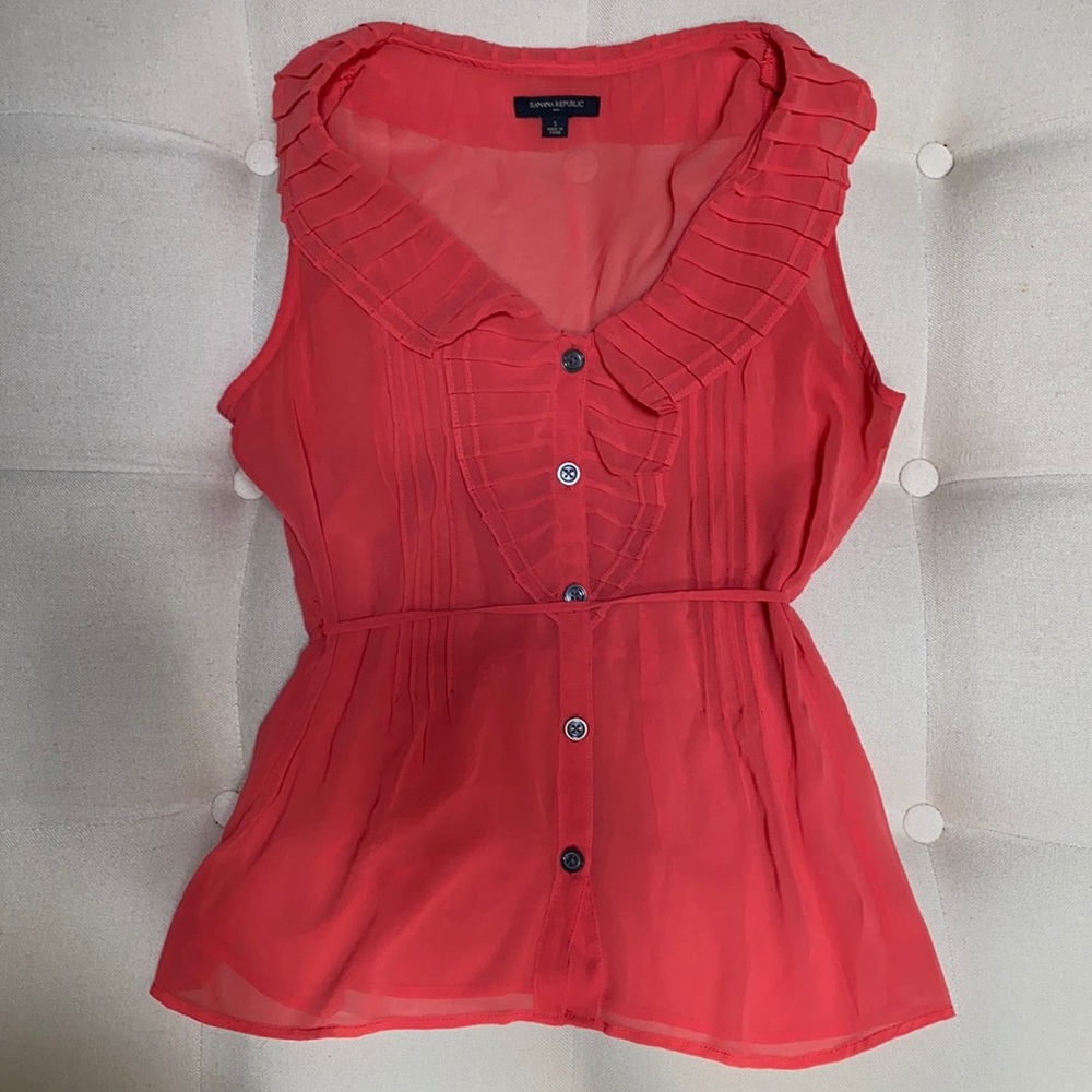 coral sheer blouse
